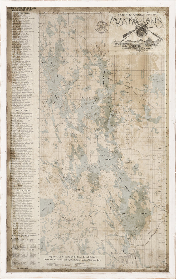 Northern Collection - Muskoka Lakes Map 1899 Art 17.25"x17.25"