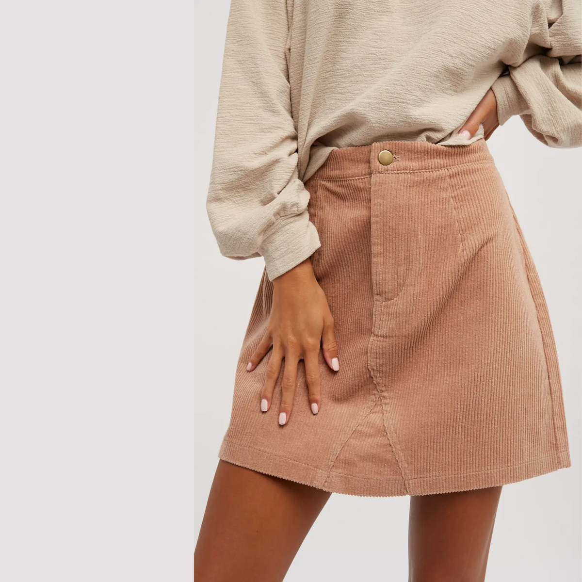 Brown corduroy skirt hollister best sale