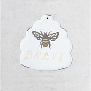 Enameled Metal Wall Décor with Bee "Brave"