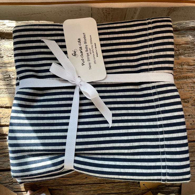 Navy Stripe Baby Blanket