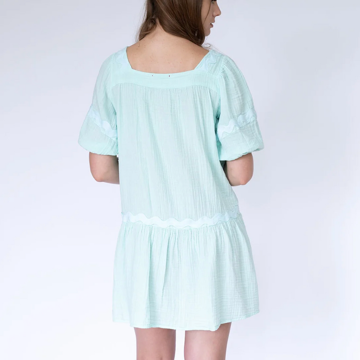 Cotton Solid Zig-Zag Dress