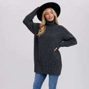 Chunky Turtleneck Tunic Sweater