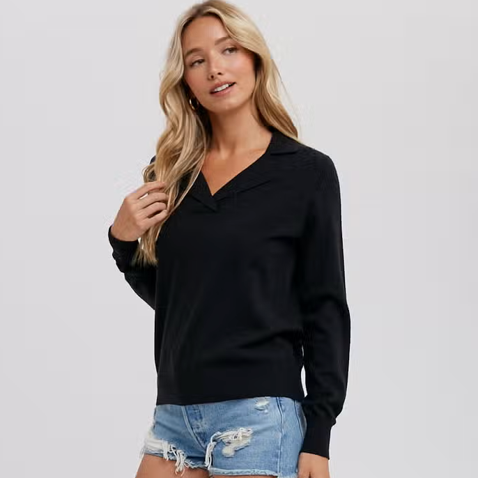 Notched Collar Essential Pullover