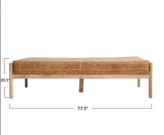 Mango Wood Day Bed with Distressed Leather Cushion