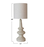 Handmade Paper Mache Table Lamp w/ Cotton Shade & Swivel Neck