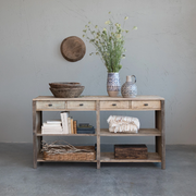 Reclaimed Wood Sideboard w/ 4 Drawers & 2 Shelves, Bleached Finish