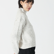 Flecked Ribbed Mockneck Sweater