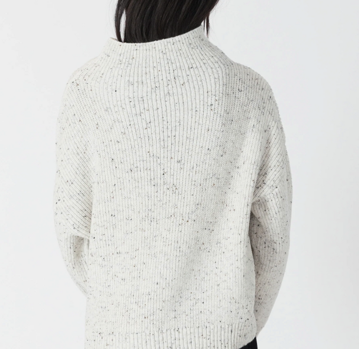 Flecked Ribbed Mockneck Sweater