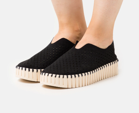 Platform Slip-On Shoes With Cut Outs