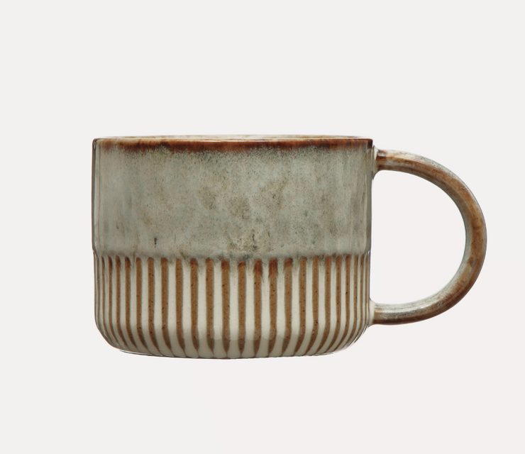 14 oz. Stoneware Mug with Crimped Bottom, Reactive Glaze