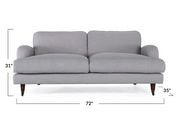 Fabric Upholstered Sofa w/ Wood Legs on Casters