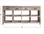 Reclaimed Wood Sideboard w/ 4 Drawers & 8 Sections, Bleached Finish
