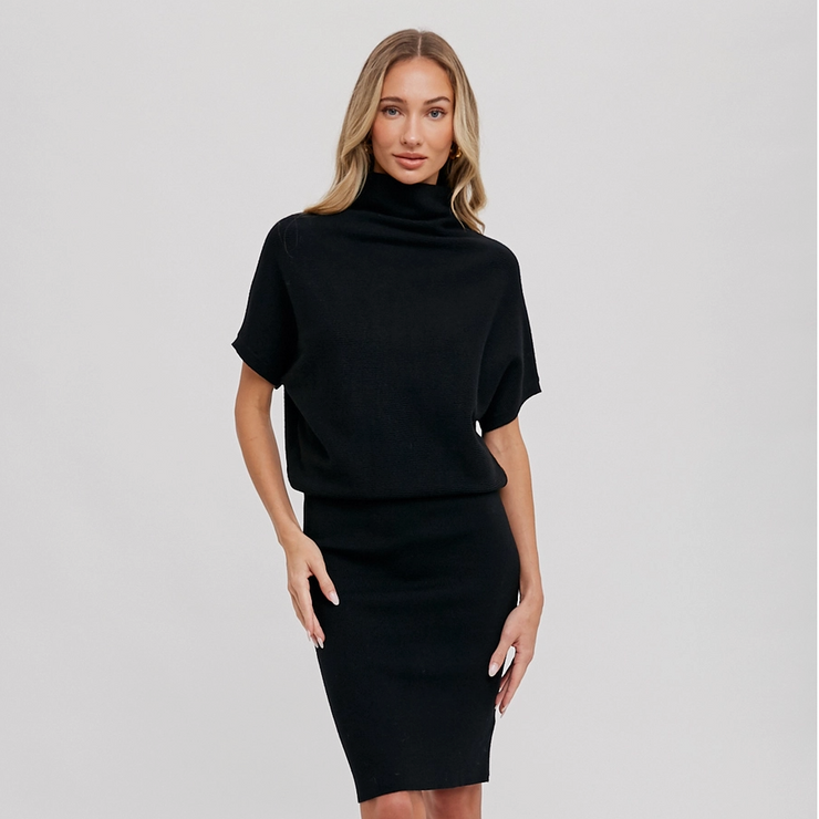 Slouch Neck Dolman Midi Dress