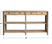 Reclaimed Wood Sideboard w/ 4 Drawers & 2 Shelves, Bleached Finish