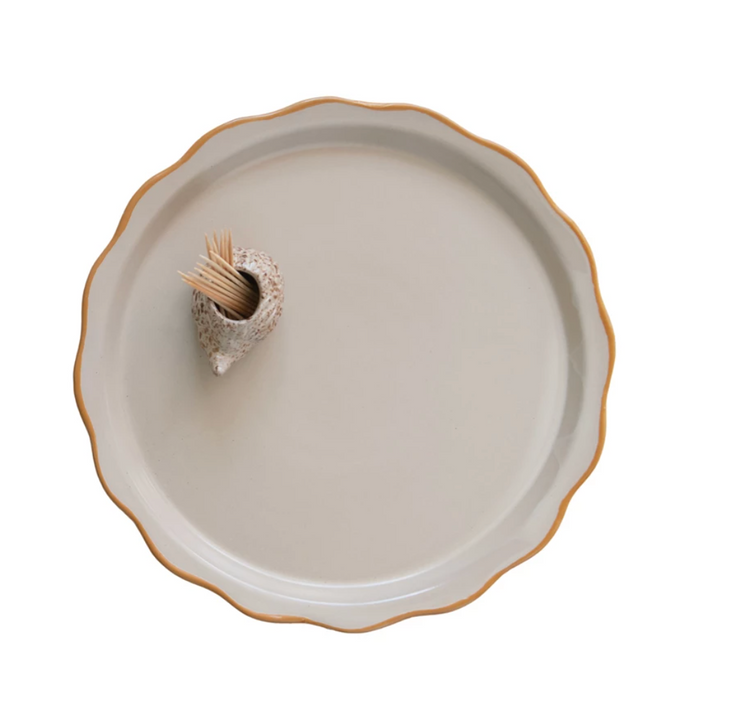 Stoneware Plate w/ Hedgehog Toothpick Holder