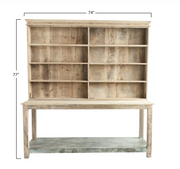 2-Piece Wood and Metal Hutch and Shelves