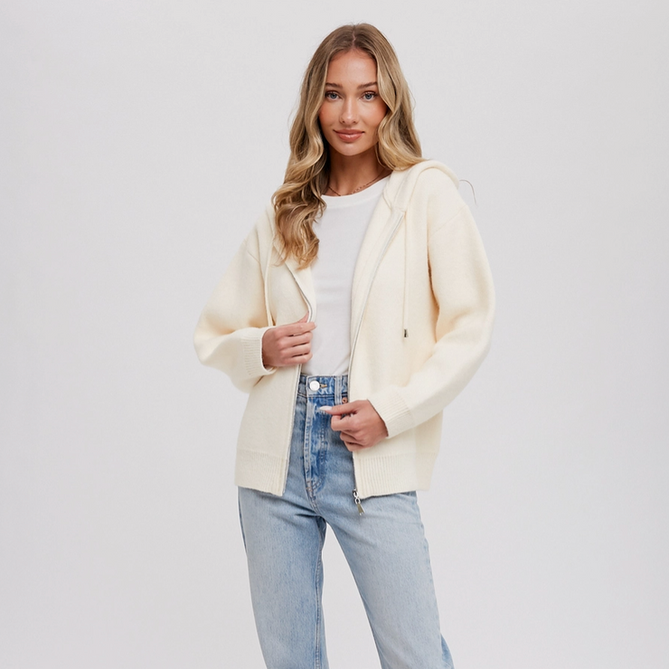 Zip Up Sweater With Hoodie