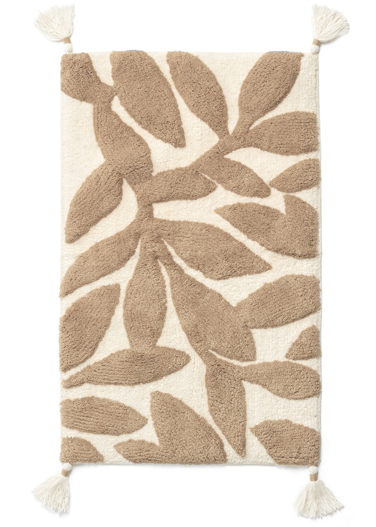 Bathmat Cotton Tufted With Leaf Design