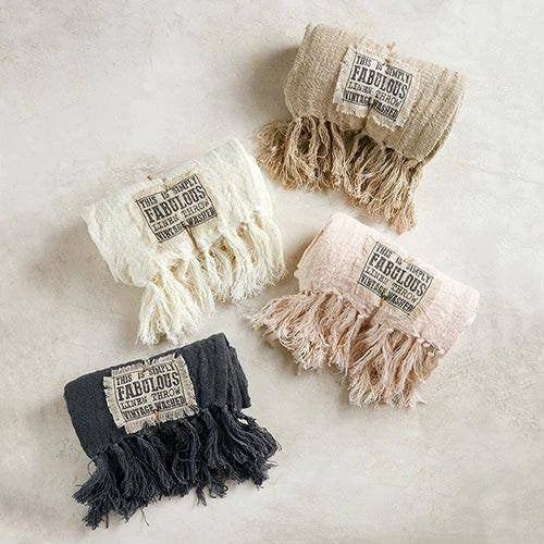 Vintage Washed Linen Throw or Shawl