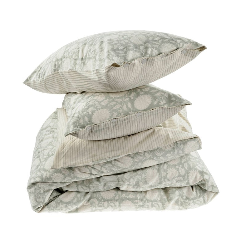 Maeve Block Print Duvet Set Mist