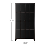 Metal Cabinet w/ 2 Glass Doors & 3 Shelves