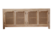 Mango Wood and Cane Sideboard with Shelf