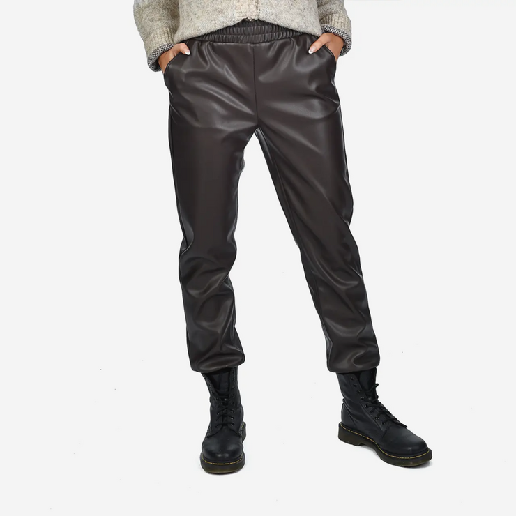 Bella Vegan Leather Jogger Medium SaddleBrown