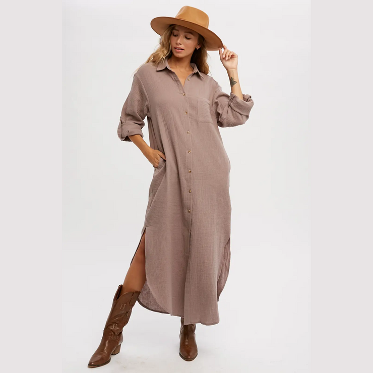 Khaki maxi shirt clearance dress