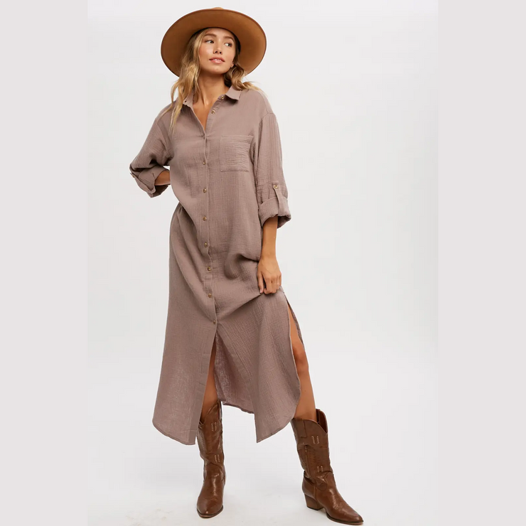 Khaki maxi shirt clearance dress