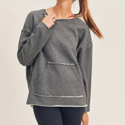 Raw Hem Pullover Sweatshirt