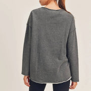 Raw Hem Pullover Sweatshirt
