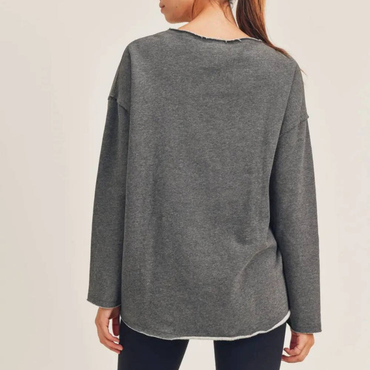 Raw Hem Pullover Sweatshirt