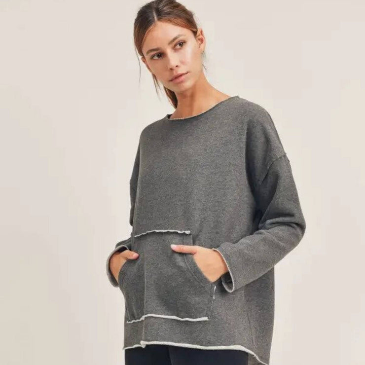 Raw Hem Pullover Sweatshirt