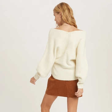Crossover Ribbed Pullover