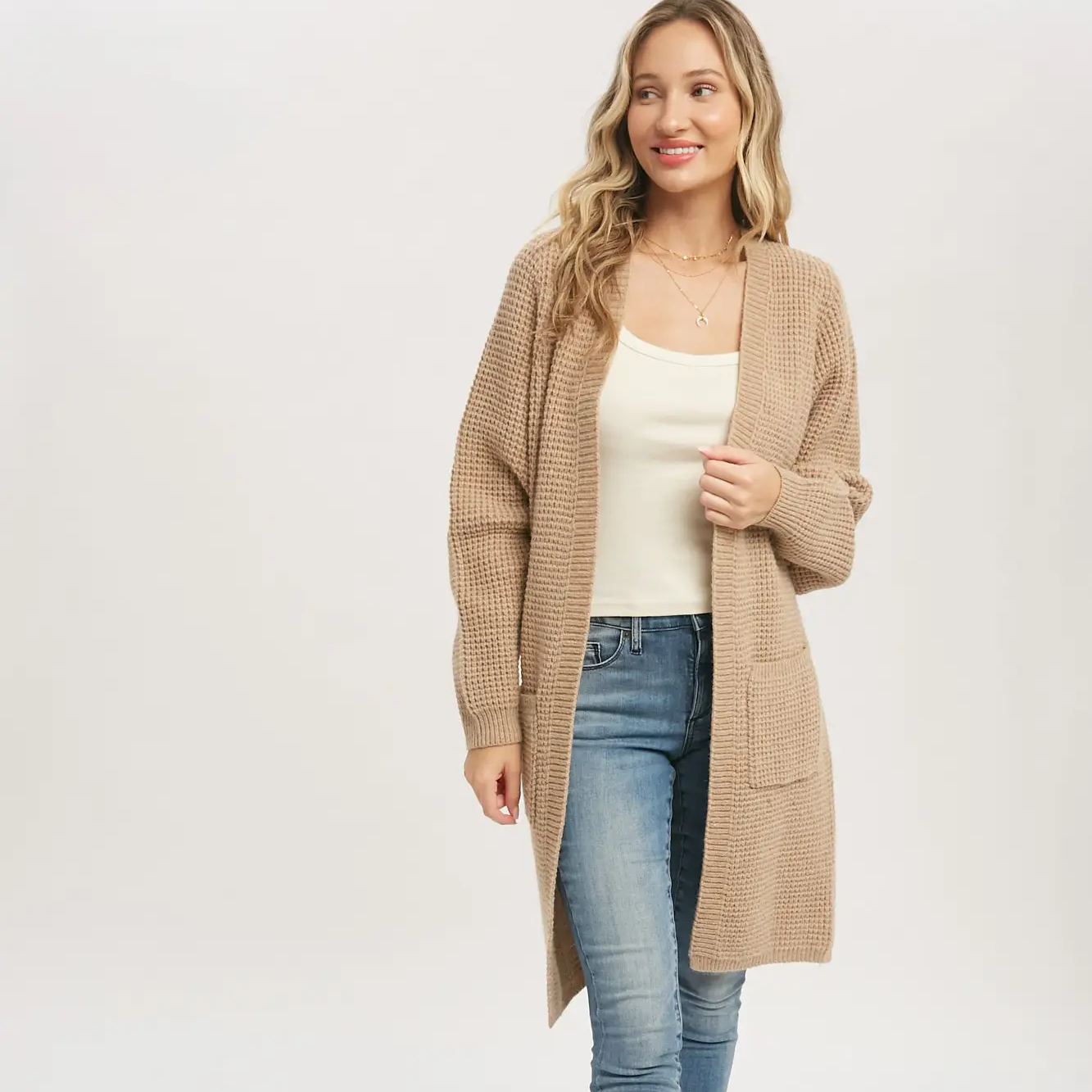 Chunky waffle knit sales cardigan
